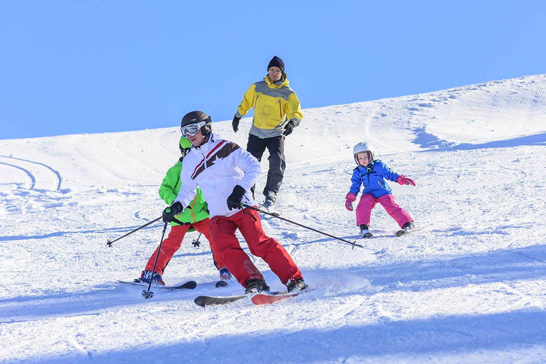 family skiing on Morzine mountain 